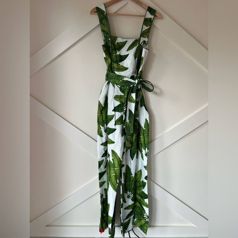 Farm Rio Palm Fan Off-White Jumpsuit NWT Size M Linen - Picture 5 of 15